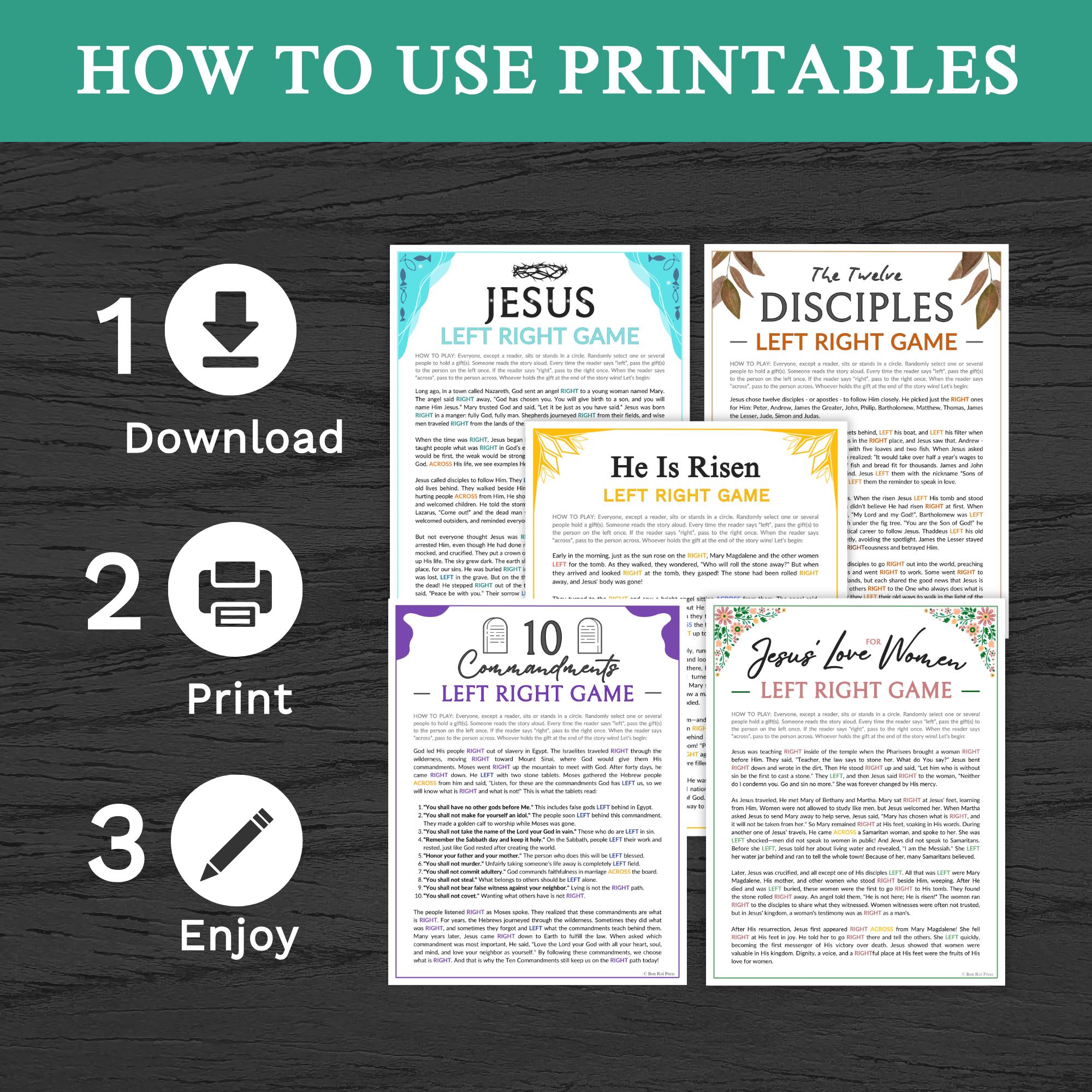 Bible Left Right Games Bundle | 5 Printables for Church Youth Group ...