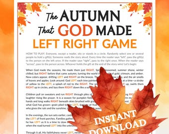 The Autumn That God Made Left Right Game | Fall Printable for Church Kids Teens Adults, Sunday School Ministry Family Bible Group Activity
