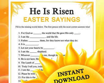 Er ist auferstanden Oster Sprüche Spiel | Auferstehung christliche Geschichte zum Ausdrucken für Kirche Sonntag Schule Bibel Gruppe Lernaktivität