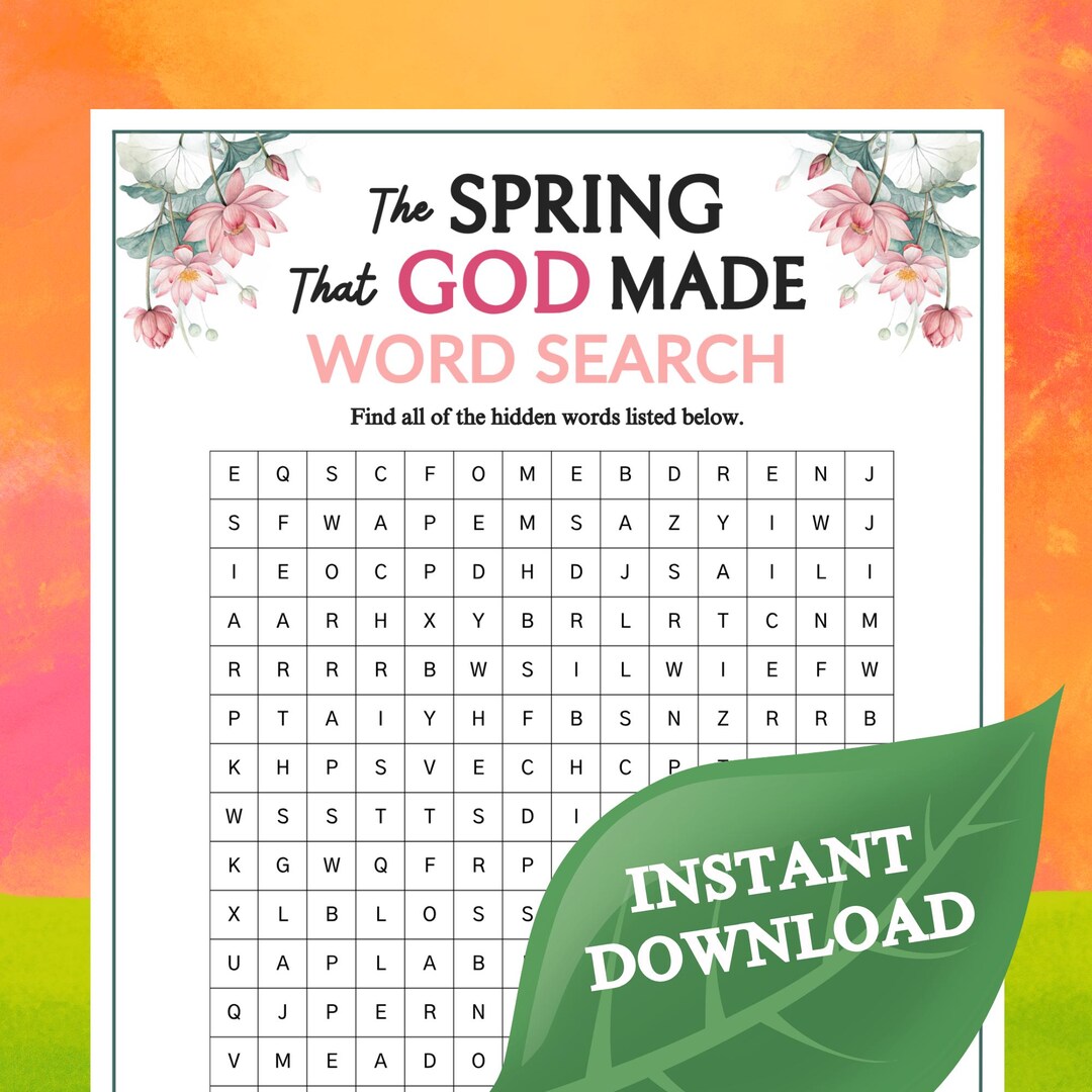The Spring That God Made Word Search Game | Printable for Church Kids ...