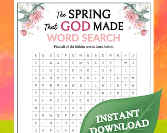 Der Frühling, den Gott schuf Wortsuchspiel | Druckbare für Kirche Kinder Teenager Erwachsene, Sonntag Schule Dienst Familiengruppe Aktivität