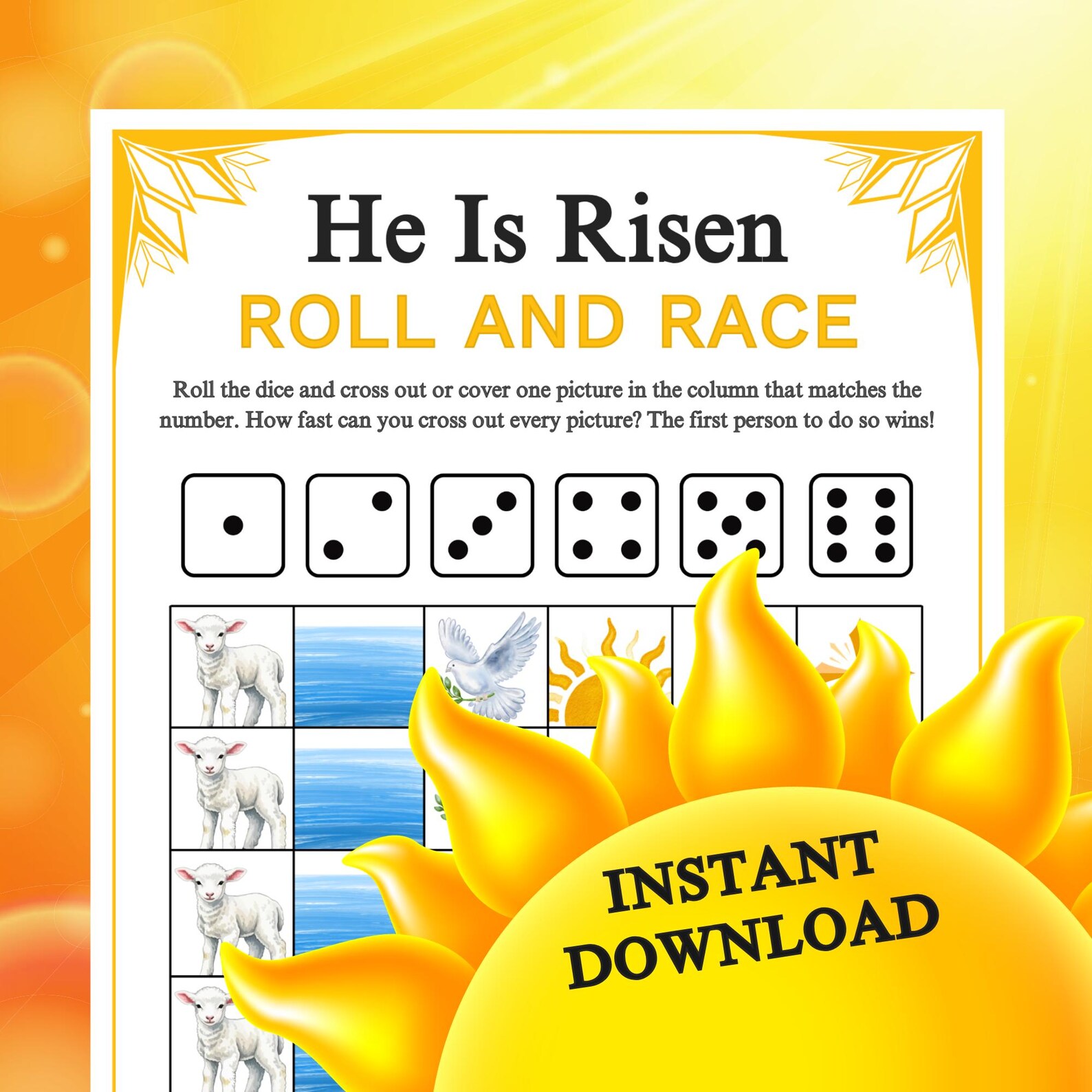 He is Risen Roll and Race Game | Easter Resurrection Christian ...