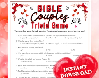 Bible Couples Trivia Game | Valentine's Day Printable for Church, Family, Sunday School Learning Group Activity