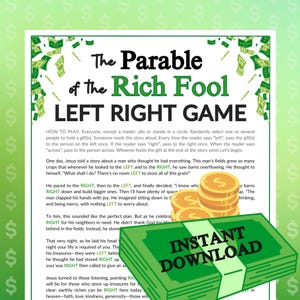 The Parable of the Rich Fool Left Right Game | Printable for Church Kids Teens Adults, Sunday School Ministry Bible Story Group Activity