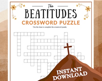 Beatitudes Crossword Puzzle | Jesus Sermon on the Mount Printable For Church Kids Teens Adults, Sunday School Ministry Bible Activity