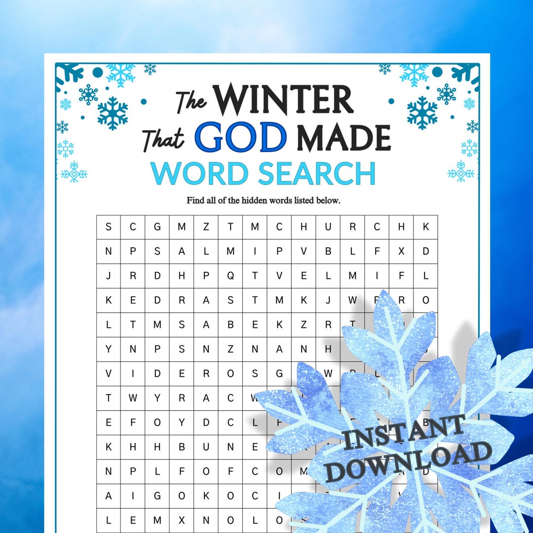 The Winter That God Made Word Search Game | Printable for Church Kids ...