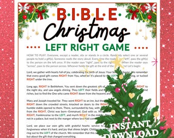 Bible Christmas Left Right Game | Nativity Story Prayer Printable for Church Kids, Adults, Sunday School Ministry Family Group Activity