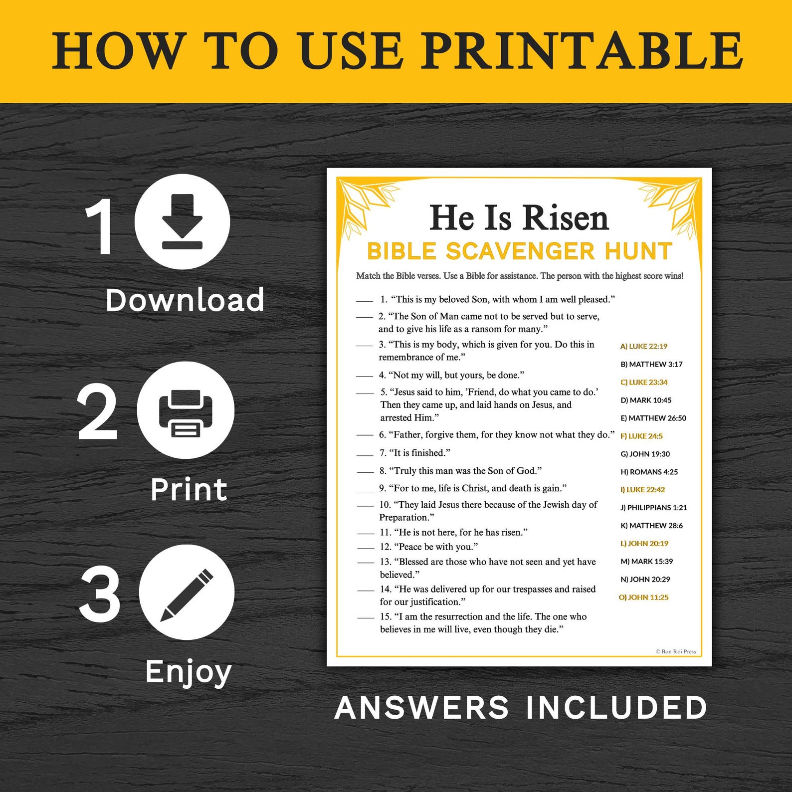 He is Risen Bible Scavenger Hunt Game | Easter Christian Printable ...