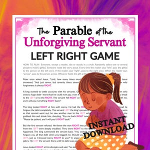 The Parable of the Unforgiving Servant Left Right Game | Printable for Church Kids Teens Adults, Sunday School Bible Story Group Activity