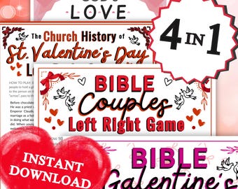 Christian Valentines Links Rechts Gruppe Spiele BUNDLE | Printables für Kinder, Erwachsene, Sonntagsschulaktivitäten