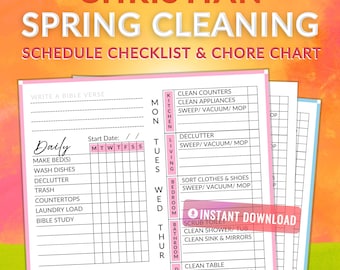 Christian Frühjahrsputz Plan Checklist & Chore Chart Printable ®Bon Roi Press