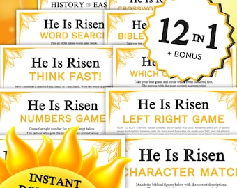 Er ist auferstanden Spiele 12 BUNDLE | Ostern Auferstehung Christian Printable für Kirche Sonntag Schule Bibelgruppe Lernaktivitäten