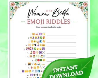Women of the Bible Emoji Riddles Game | Printable Game for Church Kids Teens Adults, Sunday School Women's Ministry Bible Activity