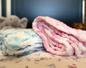 Soft Handmade Newborn Baby Blanket Chenille Yarn Ships from USA