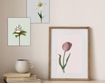 SET met bloemenprint | Lelie, tulp, magnolia (digitale download)