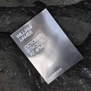 Silver Foil Wedding Invitation | Modern Embossed Stationery | Save the Date | Enlopement invite | Reflective invitation