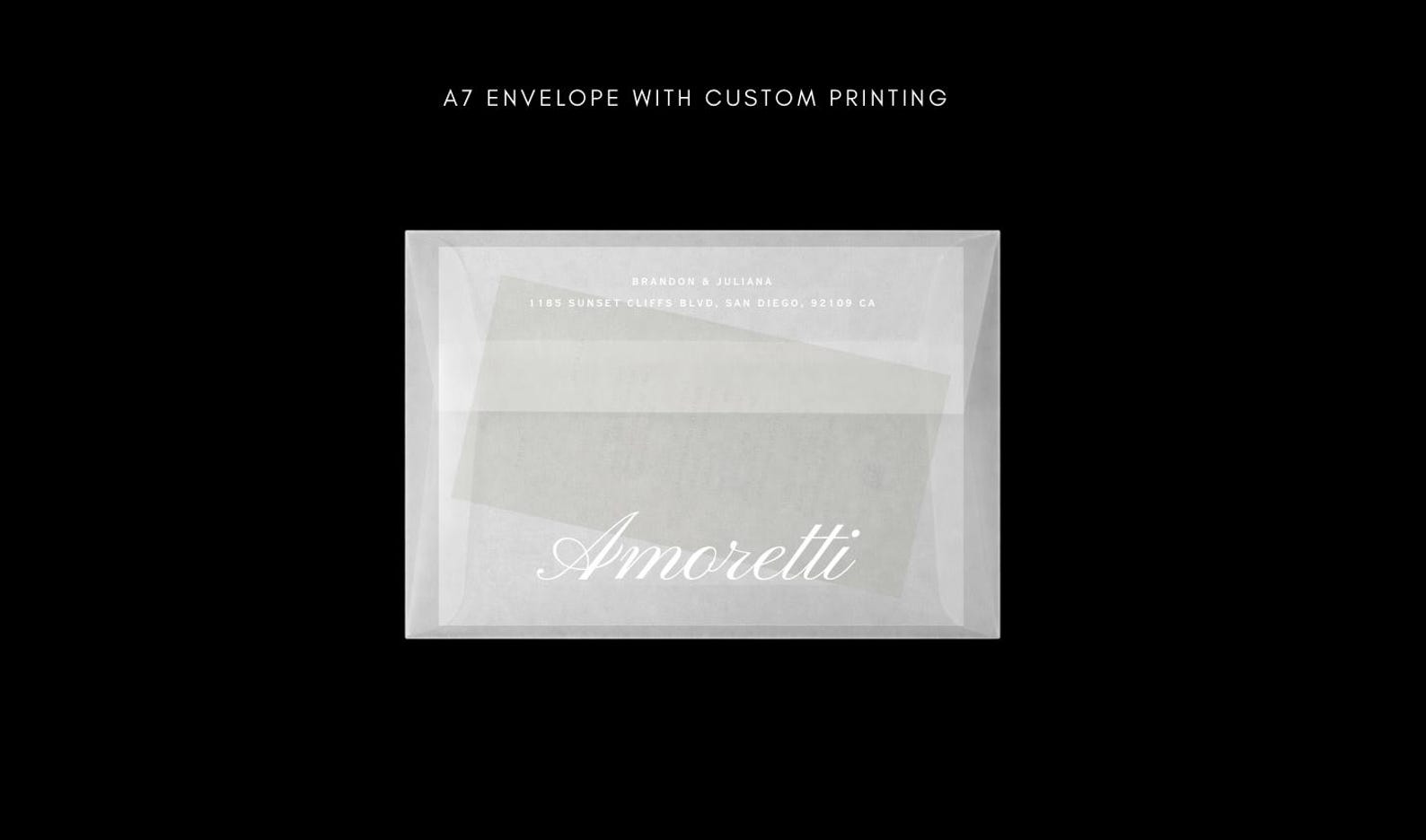 Custom Printed Vellum Envelope A7 White Ink | Minimalist Wedding ...