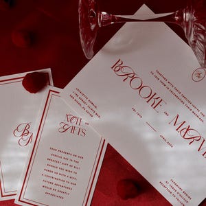 Luxus rote Hochzeitseinladung Set | Sofortiger digitaler Download Hochzeits-Briefpapier | Elegante Moderne Leinwand Vorlage | Alte Geld-Rot-Einladung