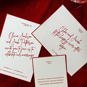 Set di inviti per matrimonio rosso Old Money / Modelli Canva modificabili / Download digitale immediato / Suite di inviti per matrimonio rosso senza tempo