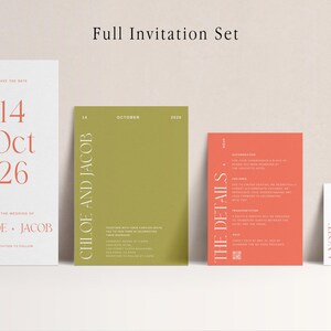 Modern Green Wedding Invitation Suite: Editable Canva Template (Digital Download) image 7