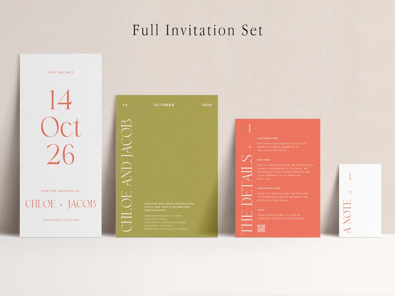 Modern Green Wedding Invitation Suite: Editable Canva Template (Digital Download) image 7