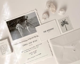 Minimalist Photo Wedding Invitation Template: Editable Canva Suite (Digital Download)