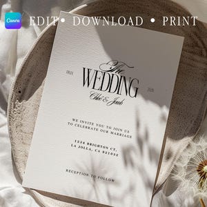 Minimalist Black & White Wedding Invitation Template | Modern Printable Canva Wedding Suite | RSVP card | DIY Weddings | Elegant Wedding