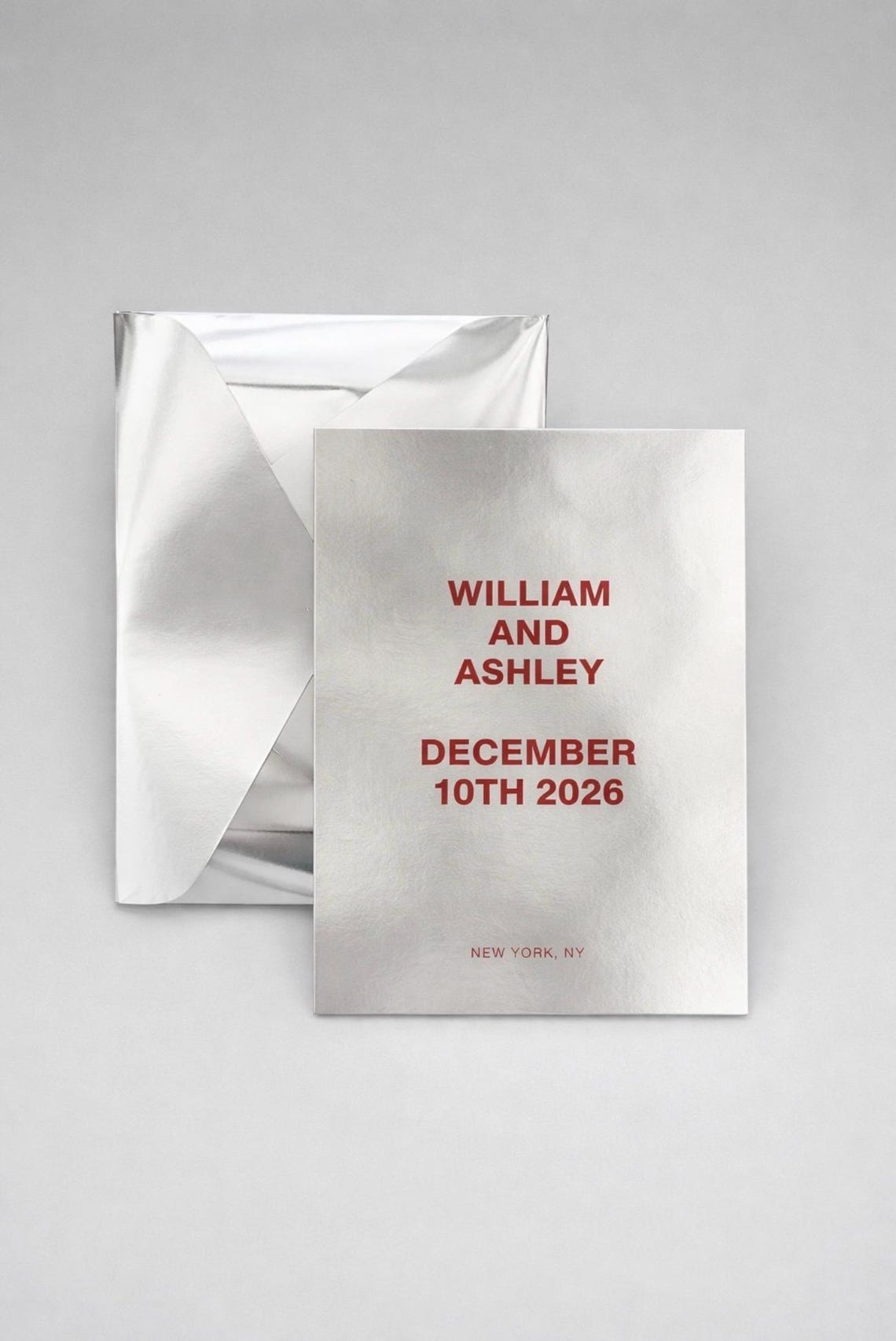 Silver Invite Silver Foil Wedding Invitation – Bold Modern Save the Date | Metallic ...