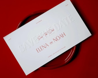 Modern Red & White Wedding Invitation Set: Editable Canva Template (Digital Download)