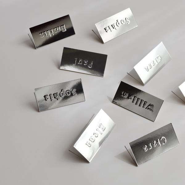 marque-places en relief métallisé | Cartes de visite modernes pour table de mariage | Cartes d'escorte de luxe minimales