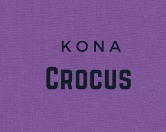 Crocus Purple Kona Solid quilting fabric, Robert Kaufman, sold by Half Yard, color 142, 100% Quilters Cotton K001-142