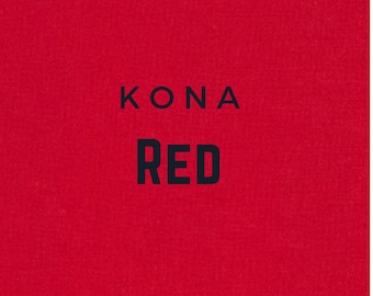 Red Kona Cotton quilting fabric 1/2 yard Robert Kaufman, solid color 1308, 100% Quilters Cotton K001-1308