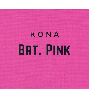 Brt. Pink Kona Solid Kona Cotton quilting fabric, Robert Kaufman Fabrics, solid color 1049, 100% Quilters Cotton K001-1049 Pink Fabric