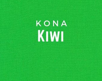 Kiwi Solid Kona Cotton quilting fabric, Robert Kaufman Fabrics, solid color 1188 100% Quilters Cotton K001-1188 Kiwi Green Fabric