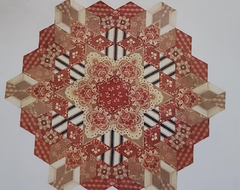 PLAYING WITH PAPER Starter set no. 5 - Sue Daley quilt pattern - England paper piecing kit with pattern, papers + 5 acrylic templates