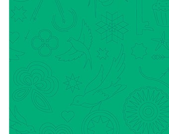Turtle Sun Print 2020 Embroidery Pattern, Alison Glass 1/2 yd, a blender fabric, Sunprint, Andover Fabrics, a Green fabric A-9256-G