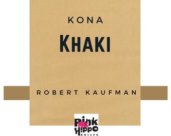 Kona Khaki Solid Cotton Fabric, Tan fabric by Robert Kaufman K001-1187