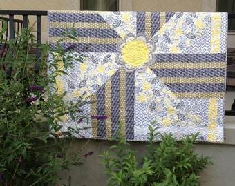 Pinwheel Posies Quilt Pattern, finished quilt 60" x 60", by Pink Hippo Quilts