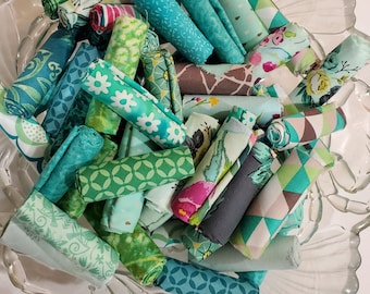 Aqua, Teal and Turquoise Fabric Scraps, bundles of 6, 13 or 20 quilt fabrics - stash builder - 9x10, 10x10, 9x11, fat 16ths, fat sixteenths