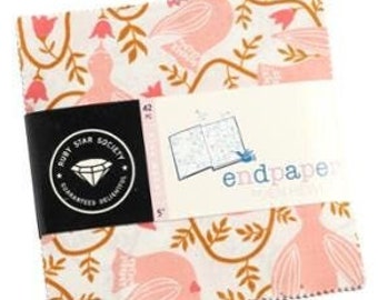 Endpaper Charm Pack RS6040PP, by Jen Hewett for Ruby Star Society, 42 Precut Ruby Star Cottons, RS0085PP