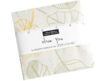 Olive You Charm Pack by Zen Chic, 1880PP Moda Precuts, 42 5-inch Squares Charm Pack, Zen Chic