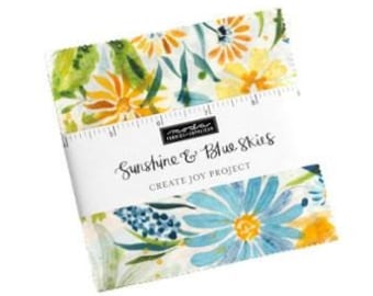 Sunshine Blue Skies Charm Pack 39820PP Moda Precuts, 42 5-inch Squares Charm Pack, Create Joy Project
