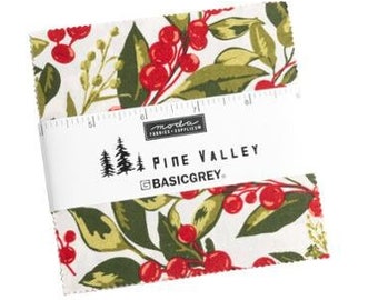 Pine Valley Charm Pack 30740PP Moda Precuts, 42 5-inch Squares Charm Pack, BasicGrey