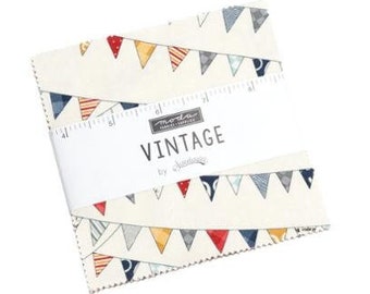 Vintage Charm Pack by Sweetwater, Moda Fabrics, Moda Precuts, 42 5-inch Squares Charm Pack, 55650PP