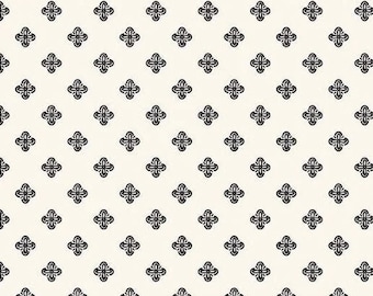 Cream Fleur Noire Fancy Diamonds quilters cotton by the half yard, Designer: My Mind's Eye, Riley Blake Fabrics C12523-Cream