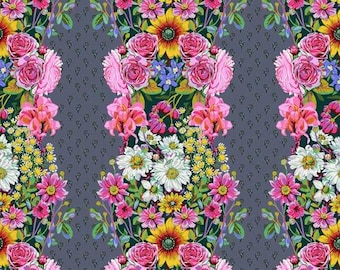 Good Gracious: Beata's Garden Steel by Anna Maria from Freespirit, PWAH217 Steel, sold by the half yard