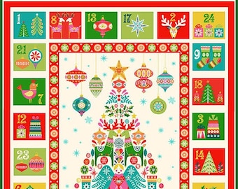 Christmas Brights Advent Calendar by Makower UK , Fold Up Advent Calendar - Panel  (approximately 24" x 44") diy calendar by Andover