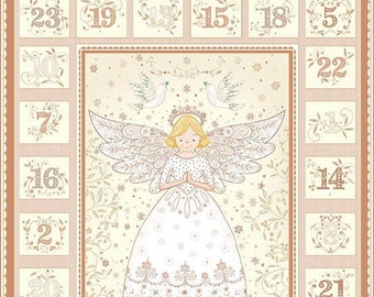 Angels Advent Calendar Panel  Color: White, 100% Cotton  MU-042-Q (approximately 24" x 44")