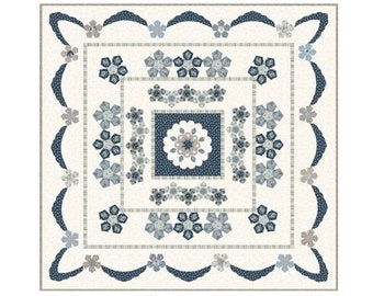 Sue Daley AZURE ROSE quilt pattern: paper piecing Design Booklet, English paper piecing papers and templates included