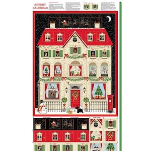 Town House Advent Calendar Panel  Color: Multi, 100% Cotton  (approximately 22&quot; x 44&quot;) reuseable diy calendar
